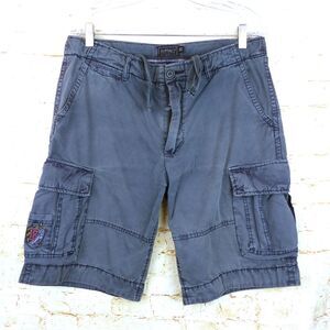 Buffalo David Bitton Cargo Shorts Men 31 Blue Patch Utility Y2K Skate 33 X 10.75